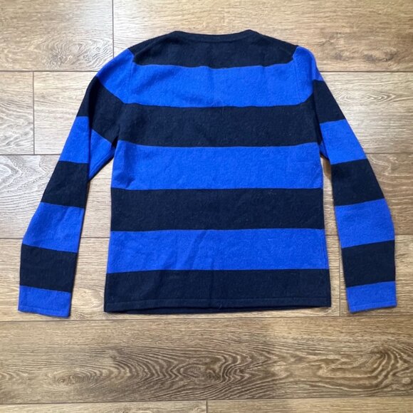 Fenn Wright Manson 2-ply 100% Cashmere Women's Striped Crewneck Sweater Blue L - Picture 11 of 12